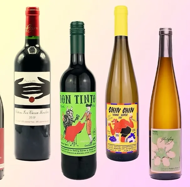 Natural wine bottles selection